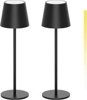 "K-Bright" 2 LED akumuliatorinių stalinių lempų paketas, belaidis, įkraunamas, 3000K/4000K/6000K, trys spalvų temperatūros, stalinė lempa su USB-C, atspari vandeniui, IP54, juoda