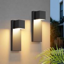"K-Bright" LED lauko sieninis 16 W šviestuvas, 2 lauko šviestuvai, 3000 K šiltos baltos spalvos, IP65, atsparūs vandeniui, nerūdijančio plieno sieniniai šviestuvai, skirti patalpoms ir lauke, balkonui, sodui, garažui ir koridoriui, juodos spalvos