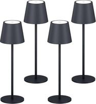 "K-Bright" paketas iš 4 LED akumuliatorinių stalinių lempų, belaidis, 36,5 cm, įkraunama 2700 K šiltos šviesos LED stalinė lempa, stalinė lempa su USB-C, atspari vandeniui, IP54, antracito spalvos