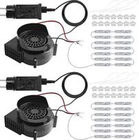 "Kalolary" 2,5 A pakaitinis oro pūstuvas, skirtas pripučiamiems daiktams su adapteriu ir LED žibintais, Helovino ir Kalėdų dekoracijos, lauko oro pūstuvas (2P-2,5A/14 White 3 LED)