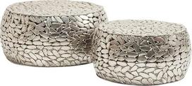 "Kare Design Pebbles Deluxe" kavos staliukas (2 vnt.), sidabrinės spalvos