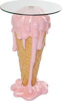 "Kare Icecream Design" šoninis staliukas, 48 cm skersmuo, stiklinis staliukas, ledų išvaizda, apsauginio stiklo stalviršis, dekoratyvinis, stilingas, modernaus dizaino staliukas, apvalus, 72 x 48 x 48 cm (V x Š x G)