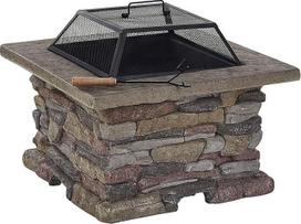 "Kelud Fire Pit Light" betoninė pilka kvadratinė akmens išvaizda Kepimo grotelės Kibirkščių apsauga
