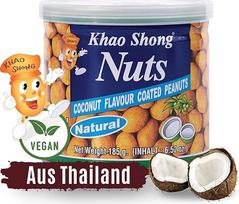 "Khao Shong" skrudinti žemės riešutai tešloje su kokosu - egzotiški saldūs Azijos užkandžiai ir saldainiai - originalūs iš Tailando - 1 x 185 g