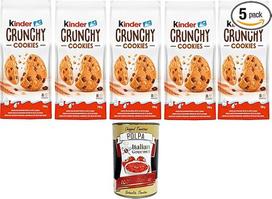 "Kinder Crunchy Cookies" - traškūs sausainiai su pieno ir kakavos gabalėliais, 5 x 136 g - skanūs sausainių užkandžiai visai šeimai + itališka gurmaniška polpa