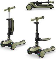 "Kinderkraft Halley 2" balansinis paspirtukas "2-in-1", reguliuojamo aukščio sėdynė (25-33 cm), 4 kryptimis reguliuojamas vairas, LED ratai, sulankstomas, nuo 18 mėnesių, neslystantys protektoriai, žalias