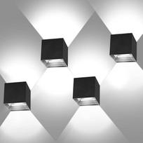 "Kingwei" 4 LED lauko sieniniai šviestuvai 12 W su aukštyn žemyn sieniniais šviestuvais Reguliuojamas šviesos kampas Lauko žibintai IP65 Cool White 6000 K Lauko sieniniai šviestuvai Juoda