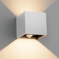"Klighten" 12 W lauko šviestuvas su judesio jutikliu, lauko sieninis šviestuvas su judesio jutikliu, reguliuojamas šviesos spindulys, LED sieninis šviestuvas į viršų žemyn lauke/lauke, skirtas sodui, IP65, šiltai baltos spalvos 2700 K, pilkos spalvos