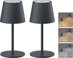 "Klighten" 2 LED baterijų stalinės lempos, belaidės, reguliuojamo aukščio, 3 šviesos spalvų, reguliuojamo apšvietimo, USB-C naktinė lempa, skirta naudoti patalpose ir lauke, nešiojama metalinė stalinė lempa, 5000 mAh + IP44