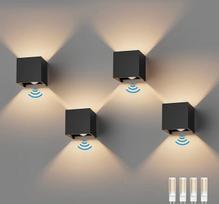 "Klighten" 4 lauko sieninių šviestuvų su judesio jutikliu pakuotė Šilta balta 3000 K lauko šviestuvas su judesio jutikliu Reguliuojamas šviesos kampas su keičiama G9 LED lempa (juoda)