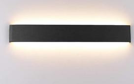"Klighten" vidaus LED sieninis šviestuvas, 60 cm, 20 W, modernus sieninis šviestuvas, sieninis apšvietimas, sieninis šviestuvas miegamajam, svetainei, prieškambariui, laiptams, šiltai baltas, 3000 K, juodas