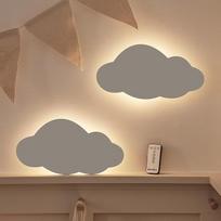 "Lights4fun" 2 LED debesų miegamojo naktinė lempa su nuotolinio valdymo pulteliu - įkraunama vaikų kambario dekoracija Sieninė lempa Naktinis šviestuvas