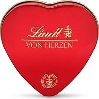 "Lindt" šokoladas iš širdies | 30 g | 6 rūšių "Marc de Champagne", "Coeur à l'Orange", "Coeur à l'Orange", "Whole Milk" su "Crocant", "Orange Marzipan" gražioje širdies skardinėje | Šokoladinė dovana | Šokoladinė dovana