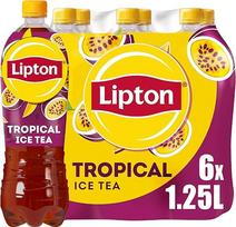 "Lipton Ice Tea Tropical", ledinė arbata su mango ir pasiflorų skoniu, vienkartinė (6 x 1,25 l) (pakuotės dizainas gali skirtis)