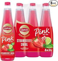 "Lipton Sensations Strawberry Swirl Pink Ice Tea" - ledinė arbata su braškių, laimo, drakono vaisių ir hibiskų skonio arbata, su Oolong arbata, 6 x 1 litras