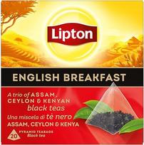 "Lipton" juodoji arbata "English Breakfast" - Asamo, Ceilono ir Kenijos juodosios arbatos trijulė, skirta klasikinio malonumo akimirkoms, piramidiniai maišeliai, 20 vnt.