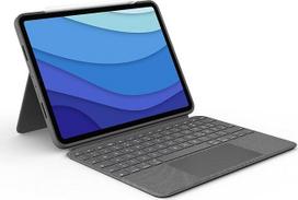 "Logitech Combo Touch iPad Pro" 11 colių (1, 2, 3 kartos - 2018, 2020, 2021 m.) korpusas su klaviatūra, nuimamas korpusas su klaviatūra, "Click-Anywhere Trackpad", išmanioji jungtis, vokiškas QWERTZ išdėstymas - pilkas