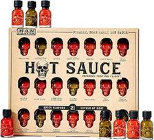 "Man Crates", "Hot Sauce Inferno Flight", kaukolės formos mini buteliukuose yra 21 skirtingų skonių aštrių padažų, aštrus iššūkis su "Habanero", "Ghost Pepper" ir kt.