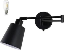 "MantoLite Swivel Arm" sieninis šviestuvas su jungikliu Miegamasis 4 W sieniniai šviestuvai Juoda E27 sieninė šviesa Pramoninis šviestuvas gyvenamajam kambariui Miegamojo prieškambaris (su lemputėmis)
