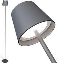 "Matar" baterija LED grindų lempa aliuminio antracito spalvos vidaus ir lauko belaidis reguliuojamas apšvietimas šilta / šalta balta USB C įkraunamas vandeniui atsparus IP44 modernaus dizaino, pilkos spalvos