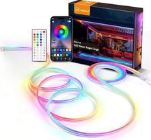 "Meevt" 20 m neoninė LED juosta RGB, 24 V LED juostos šoninis šviečiantis dizainas Silikono šviesos juosta, IP65 vandeniui atspari virvės šviesa lauko sodui Gyvenamasis kambarys Žaidimai, muzikos sinchronizavimo programėlė Nuotolinis valdymas (10 m x 2)