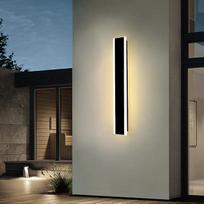 "Mikeru" 60 cm modernus LED lauko sieninis šviestuvas, IP65 vandeniui atsparus lauko šviestuvas, juodas sieninis šviestuvas, akrilo medžiaga, 22 W sieninis tvirtinimas, paprastas ilgas juostinis sieninis šviestuvas, tinka kiemui, tvorai
