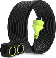 "MutecPower" 20 m ilgintuvas su 4 "Schuko" kištukiniais lizdais, skirtas naudoti lauke IP44 H05RR-F3G 1,5 mm² ilgintuvas su 4 apsauginiais kontaktiniais kištukiniais lizdais 4 krypčių lauko skirstytuvas 20 metrų juoda/žalia spalva