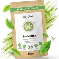 "Myvial Organic Matcha Powder Premium" 100 g - tradicinė žalioji arbata iš Japonijos - su kofeinu ir L-teaninu - veganiška - 100 % natūrali ir laboratoriškai patikrinta