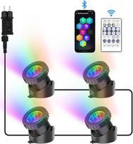 "NATPOW" tvenkinio apšvietimas LED po vandeniu, povandeninis apšvietimas RGB povandeninis tvenkinio apšvietimas su "Bluetooth" programėlės nuotolinio valdymo pulteliu, IP68 vandeniui atsparus, sodo apšvietimas sodui, kiemui, medžiui (4 in 1)