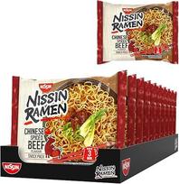 "Nissin Ramen" kiniški makaronai su jautienos prieskoniais Azijos stiliaus kinų receptas Greitai ir lengvai paruošiamas azijietiškas maistas (10 x 66,8 g)