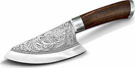 "Novahaven Ragnar Viking" virėjo peilis - dirbtinio intelekto sukurtas, aukščiausios kokybės lazeriu graviruotas nerūdijantis plienas, universalus, skirtas kapoti, iškaulinėti ir pjaustyti (Lagertha)