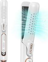 "OBEST Airflow Curler" plaukų tiesintuvas ir garbanotuvas 2 viename, tiesintuvas garbanotuvas, 30 s greitas įkaitimas, 5 temperatūros lygiai (140 °C - 220 °C), patogus kelionėms dviejų įtampų plaukų stiliatorius (baltas)