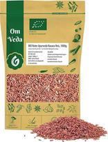 "OmVeda" ekologiški raudonieji ryžiai 1 kg | viso grūdo ryžiai su natūraliais antocianinų dažikliais | grūdėti ir aštraus skonio | tinka garnyrui, kariui, salotoms, sriuboms ir užpildams | veganiški ir natūralūs