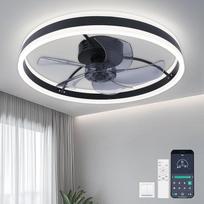 "Oraymin" lubų šviestuvas su ventiliatoriumi, dvipusis LED lubų ventiliatorius su nuotolinio valdymo pulteliu ir programėle, 3000 K - 6000 K, modernus LED šviestuvas su ventiliatoriumi miegamajam ir svetainei, 50 cm