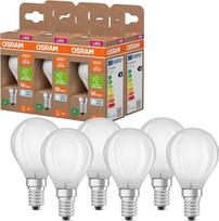 "Osram Classic" mini rutulinė LED lemputė su dekoratyviniu matiniu LED siūlu A energinė klasė E14 1,2W 255lm 4000K šaltai balta šilta be įšilimo