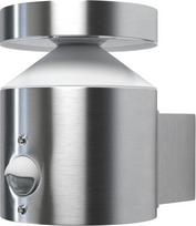 "Osram Endura Style" cilindrinis lauko sieninis šviestuvas su jutikliu, 150 mm, 3000 K, 660 lm, 6 W, modernus nerūdijančio plieno dizainas, IP44, skirtas įėjimams ir fasadams