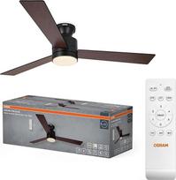 "Osram Caju LED" lubų ventiliatorius 48W CCT Medžio efektas IP20 viduje 6 greičio lygiai, valdomi nuotolinio valdymo pulteliu