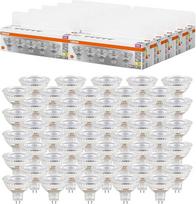"Osram LED Base MR16", 50 žemos įtampos lempučių pakuotė, pakeičia įprastas 35 W reflektorines lemputes, šiltai balta (2700 K), 3,8 W, GU5.3 lizdas, matinis stiklas, netemdomas