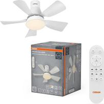 "Osram" baltas 21W LED lubų ventiliatorius 1200LM 3000/4000/6500K 445mm 110° spindulio kampas 20000h tarnavimo laikas IP20 Dimmable Nuotolinio valdymo pultas pridedamas