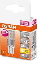 "OSRAM" reguliuojamo ryškumo LED kaištinė lempa su G9 lizdu, šiltai balta (2700 K), 350 liumenų, skaidrus stiklas, daugkartinė pakuotė