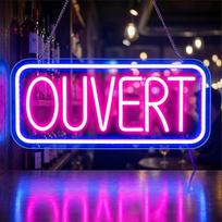 "Ouvert Neon Sign", LED ženklas "Open for Shops", USB neoninė šviesa durims ir langams, šviečianti reklama su reguliuojamu ryškumu parduotuvių fasadams, restoranams, barams, kavinėms, parduotuvėms