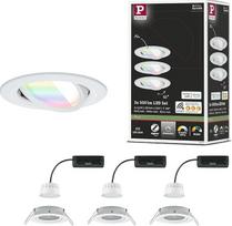 "Paulmann Nova Coin" 92433 LED įleidžiamas šviestuvas apvalus 84 mm 50° RGBW+ 3 x 6 W 3 x 500 lm 230 V baltas matinis aliuminio liejinys