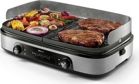 "Philips" 5000 serijos stalo grilis - didelis šeimyninis grilis, apverčiamos plokštės, dvi kaitinimo zonos, 5 temperatūros lygiai, 2400 W, neprideganti danga, galima plauti indaplovėje (HD6222/95)