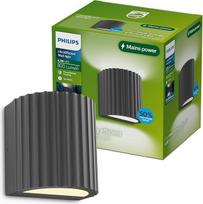 "Philips Zyra" lauko sieninis šviestuvas, 800 liumenų, 2700 K, "PowerShield", IP44, atsparus oro sąlygoms, patvarus, aliuminis, modernus dizainas, integruotas šviesos diodas, antracito pilka, antracito pilka