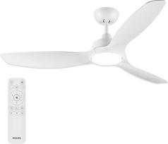 "Philips" ventiliatorius su fiksuotomis mentėmis ir LED apšvietimu, 3 mentės, 132 cm skersmens, 2 650 liumenų, reguliuojama balta šviesa nuo 3 000 K iki 6 500 K, reguliuojamas apšvietimas iki 5 %, ventiliatorius su nuotolinio valdymo pulteliu, baltos spal