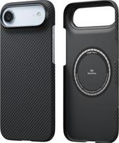"pitaka" dėklas "iPhone Air", magnetinis mobiliojo telefono dėklas, pagamintas iš aramido pluošto, suderinamas su "Magsafe", patogus laikyti, juodas/pilkas
