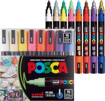 "Posca" akrilinių dažų žymeklių rinkinys, 16 spalvų, vidutinis