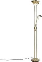 "Qazqa" LED modernus lubų prožektorius su skaitymo rankena Grindų lempa "Diva Gold Round" apima 18 W integruotą LED šviesos diodą su 2 lemputėmis 180 cm, idealiai tinkantį biurui ir miegamajam