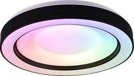 "Reality Leuchten Arco R65091032 LED lubų šviestuvas plastikinis matinės juodos spalvos su 22 W Rainbow LED, nuotolinio valdymo pultu, reguliatoriumi, spalvų keitimu, naktine šviesa