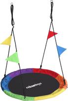 "Relaxdays Nest Swing" Apvalios kabančios sūpynės su gairelėmis vaikams Reguliuojamas lauko skersmuo 120 cm iki 100 kg Spalvotos